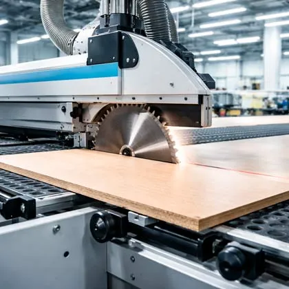 Работающий CNC станок на мебельной фабрике